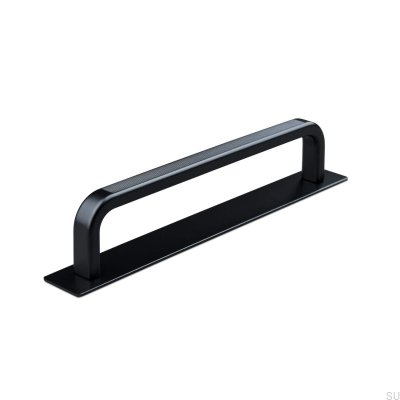 Länglicher Möbelgriff mit Unterlegscheibe Gardone Stripe 128, Metall, Mattschwarz