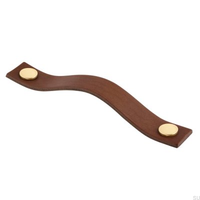 Levanto 128 länglicher Möbelgriff, braunes und goldenes Leder
