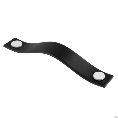 Levanto 128 länglicher Möbelgriff, schwarzes und weißes Leder