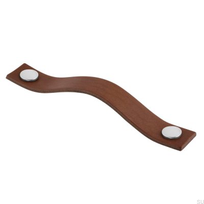 Levanto 128 länglicher Möbelgriff, braunes Leder mit Chrom