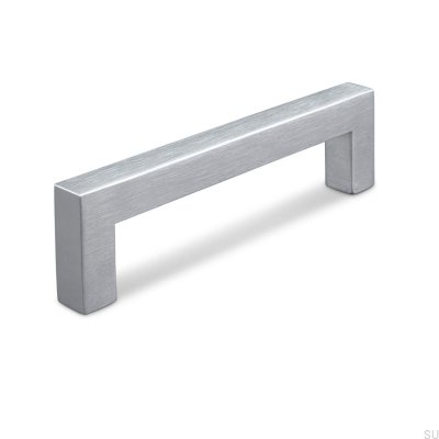 Länglicher Möbelgriff Pisa 128, gebürstetes Silber