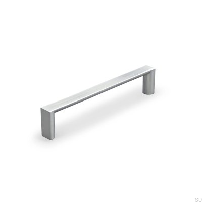 Länglicher Möbelgriff Room 128, gebürstetes Silber