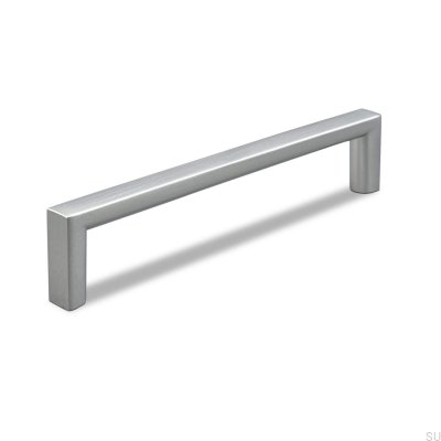 Länglicher Möbelgriff Calabro 128 gebürstetes Silber