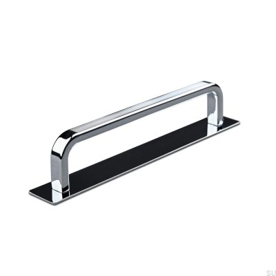 Länglicher Möbelgriff mit Gardone Stripe 128 Polster, poliertes Chrom