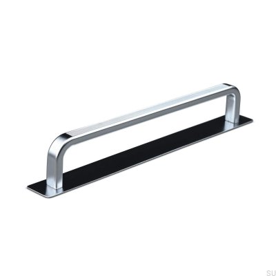 Länglicher Möbelgriff mit Gardone Stripe 160 Silberauflage