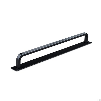 Länglicher Möbelgriff mit Unterlegscheibe Gardone Stripe 224, Metall, Mattschwarz