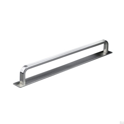 Länglicher Möbelgriff mit Gardone Stripe 224-Polsterung in gebürstetem Silber