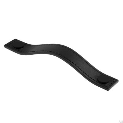 Länglicher Möbelgriff Aviano 128 Leder Schwarz mit Schwarz
