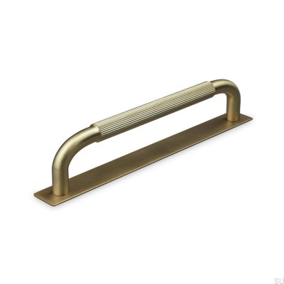 Länglicher Möbelgriff Perugia Stripe 160 Gebürstetes Gold