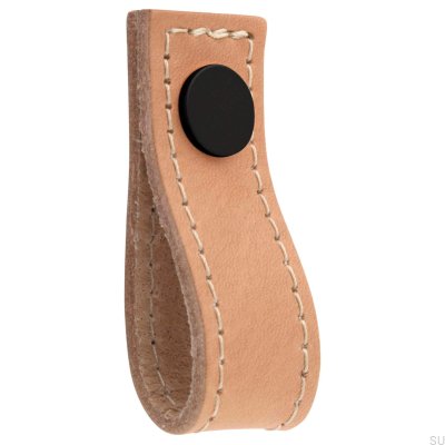 Loop Avio-Ledermöbelknopf, Hellbraun mit Schwarz