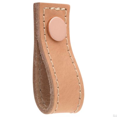 Loop-Möbelknopf aus Avio-Leder, Hellbraun mit Kupfer