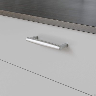 Hjo 128 länglicher Möbelgriff, gebürstetes Silber