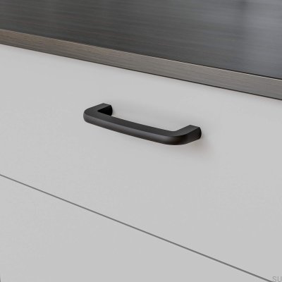 Visby 128 länglicher Möbelgriff, Metall, mattschwarz