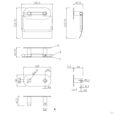 Nantes Toilettenpapierhalter aus mattschwarzem Metall
