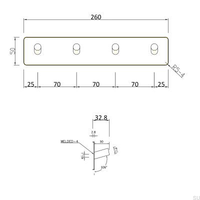 Nantes 260-4 Wandhalter, Metall, mattschwarz