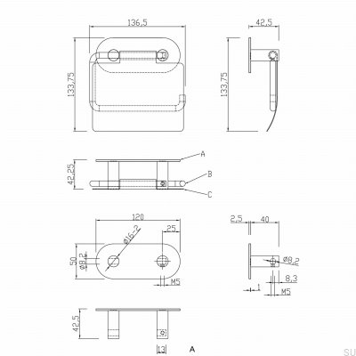 Tours Toilettenpapierhalter, poliertes Chrom