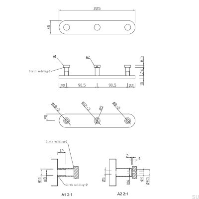 Dijon 225-3 Wandhalter, Metall, mattschwarz
