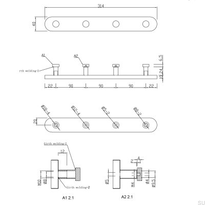 Dijon 314-4 Wandhalter aus mattschwarzem Metall