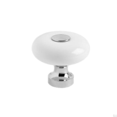 Möbelknopf SP5 Porzellanweiß, Chrom poliert