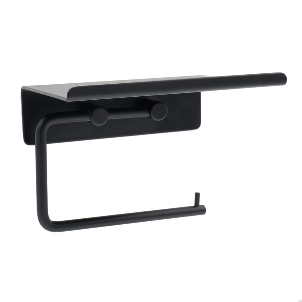 60608-41 Uchwyt na papier toaletowy z półką Base Metalowy Czarny Mat