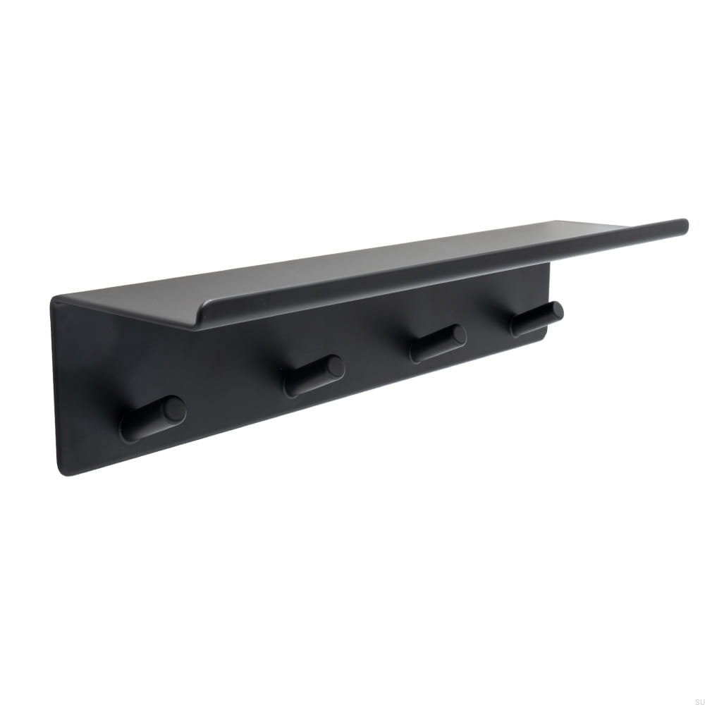 606065-41  Wieszak ścienny z półką Base Stalowy Czarny Mat