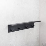 606065-41  Wieszak ścienny z półką Base Stalowy Czarny Mat