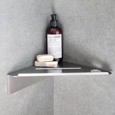 Basis-Eckregal für Badezimmer, gebürsteter Stahl
