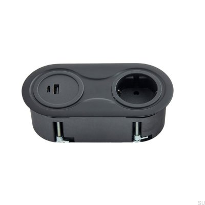 Doppelsteckdose mit USB Infini Mattschwarz