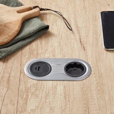 Infini Silber gebürstete Doppel-USB-Buchse