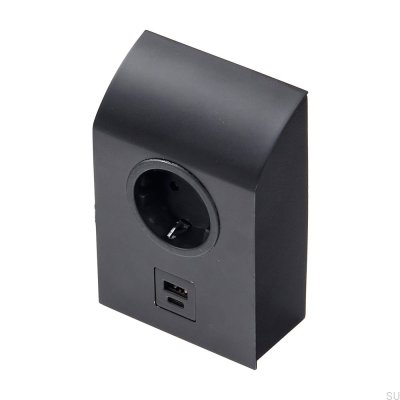 Einzelne USB-Buchse Mini Born Mattschwarz