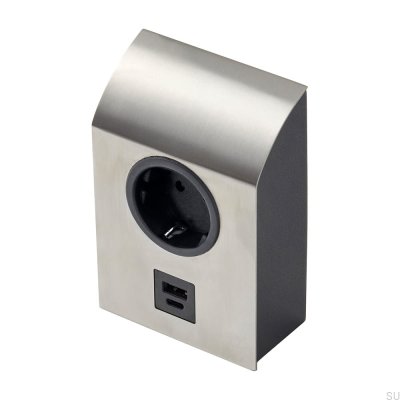 Einzelsteckdose mit USB Mini Born Silver Brushed