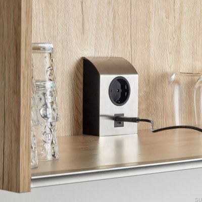 Einzelsteckdose mit USB Mini Born Silver Brushed