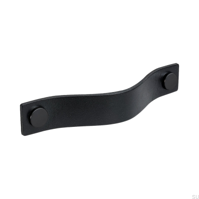 Loop 128 Möbelgriff, schwarz mit schwarzem Leder