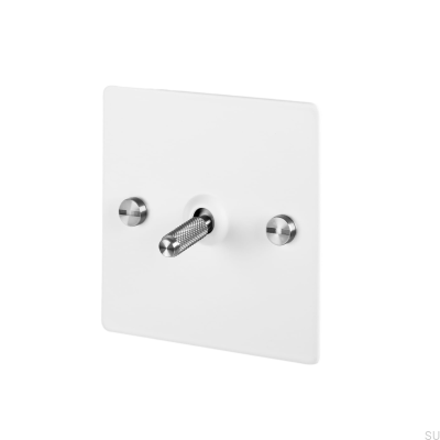 Cross 1G Einzelschalter Stahl Weiß mit Silber Britischer Standard