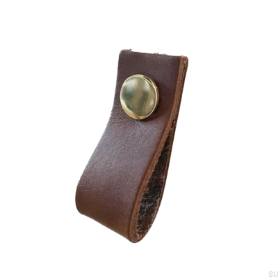 Möbelgriff Loop Leder Braun mit Gold