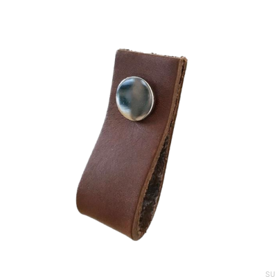 Möbelgriff Loop Leder Braun mit Chrom