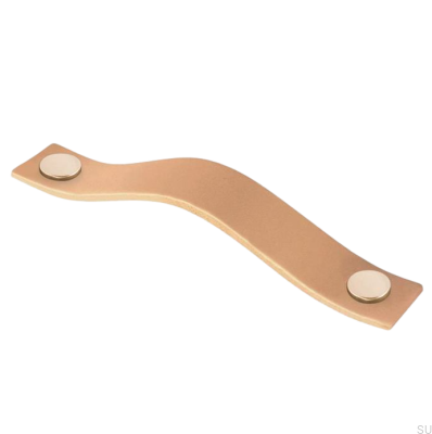Länglicher Möbelgriff 0156L Leder mit Gold