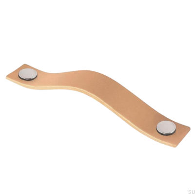 Länglicher Möbelgriff 0156L Leder mit Chrom