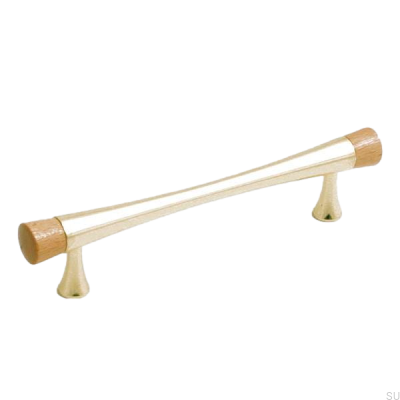 Länglicher Möbelgriff 4955 Gold mit Holzelementen
