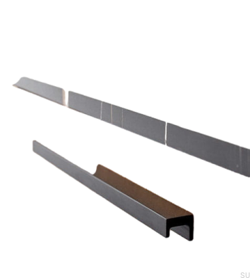 Station 320 länglicher Möbelgriff Aluminium Schwarz Matt Gebürstet