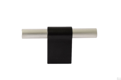 Möbelknopf T-Bar Line Mix 60 Metall schwarz mit gebürstetem Stahl