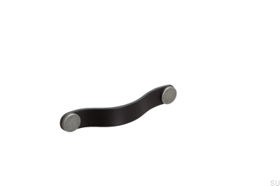 Möbelgriff Flexa 128, schwarzes Leder mit Blech