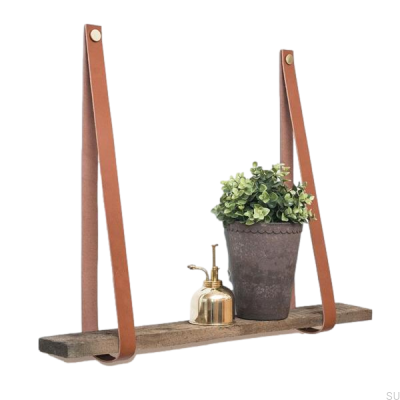 Brauner Kleiderbügel aus Leder und Messing