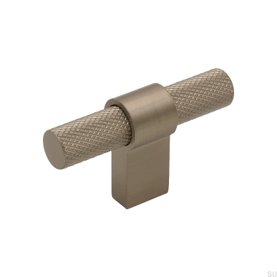 Möbelknopf T-Bar Helix Silber Metall gebürstet (Inox-Look)