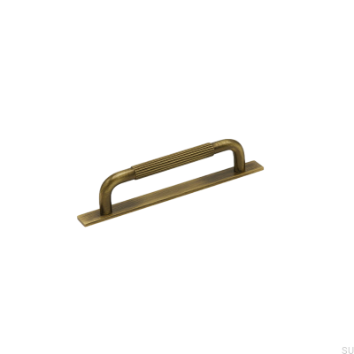 Verlängerter Möbelgriff mit Helix Stripe 128 Unterlegscheibe Antik bronze