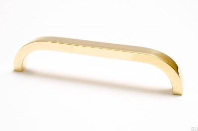 Langer Möbelgriff Slim 128 Gold Messing poliert unlackiert
