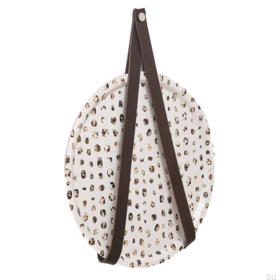 Wandhalter 0150L Leder Dunkelbraun mit Silber