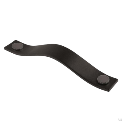  Länglicher Möbelgriff 0156L 128 Leder Schwarz mit Schwarz