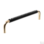 Uchwyt meblowy podłużny 7353 128 Mosiężny Polerowany z Czarną Skórą.png