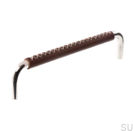 Uchwyt meblowy podłużny 7353 96 Nikiel Polerowany z Brązową Skórą.png